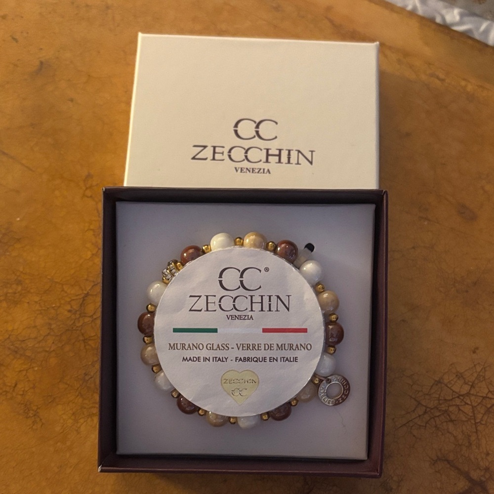 Murano Glass Bracelet - Gold and Brown